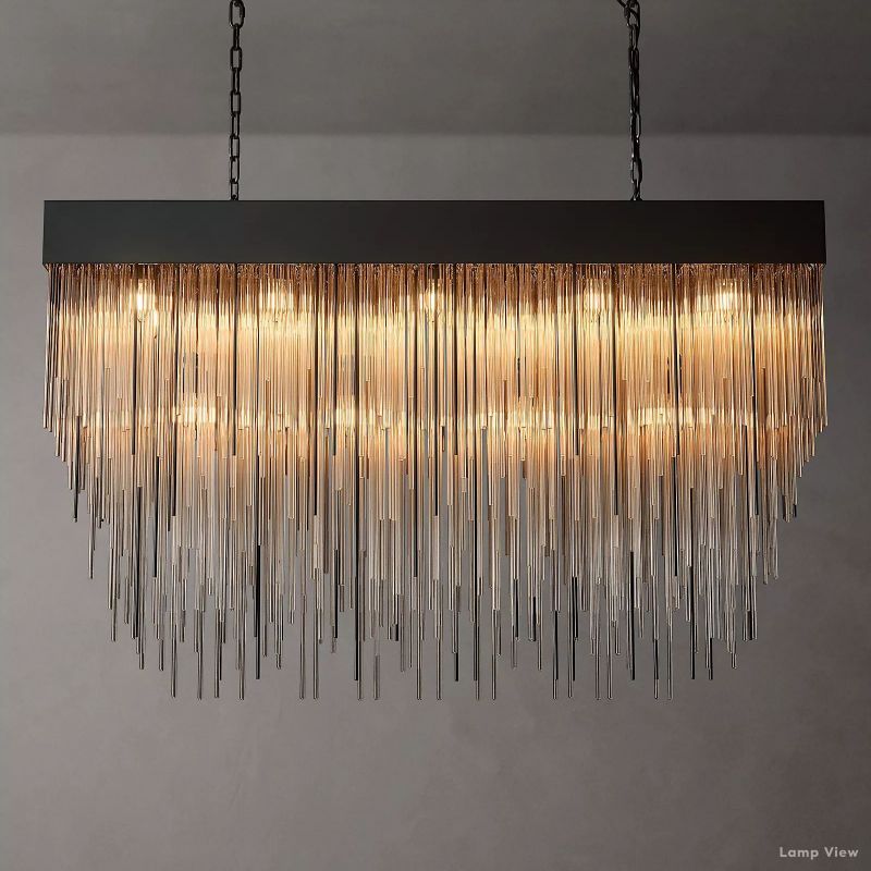 Cascada Tube Crystal Rectangular Chandelier 54"
