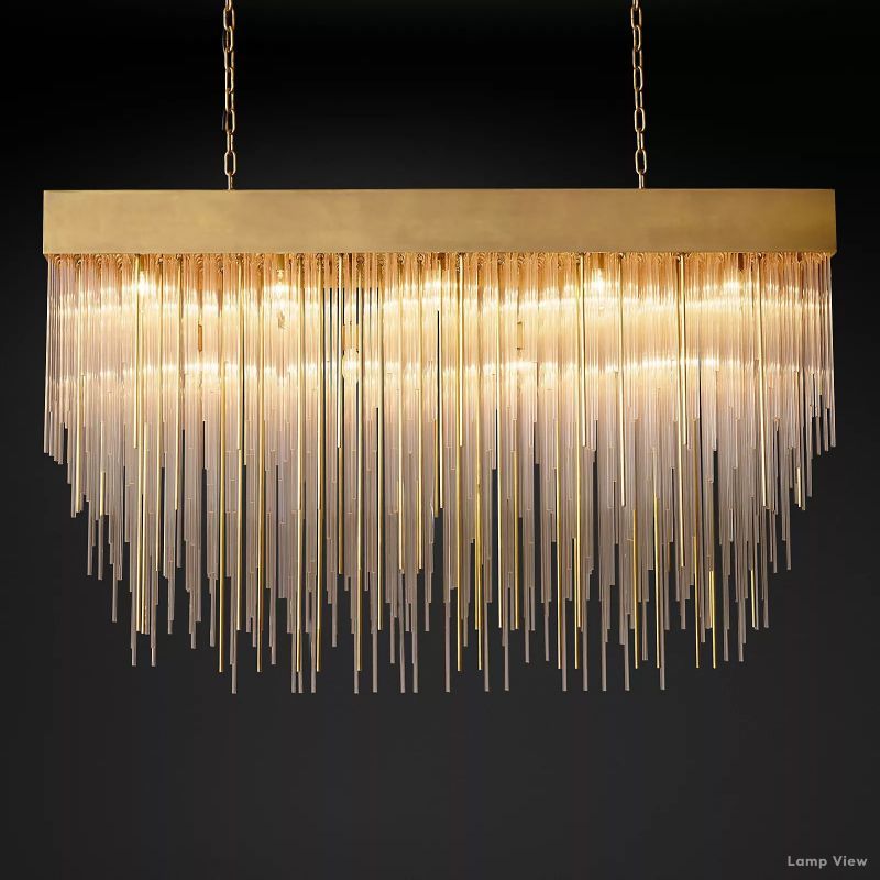 Cascada Tube Crystal Rectangular Chandelier 54"