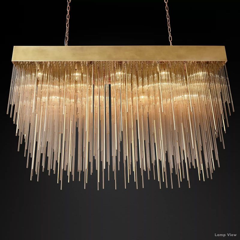 Cascada Tube Crystal Rectangular Chandelier 54"