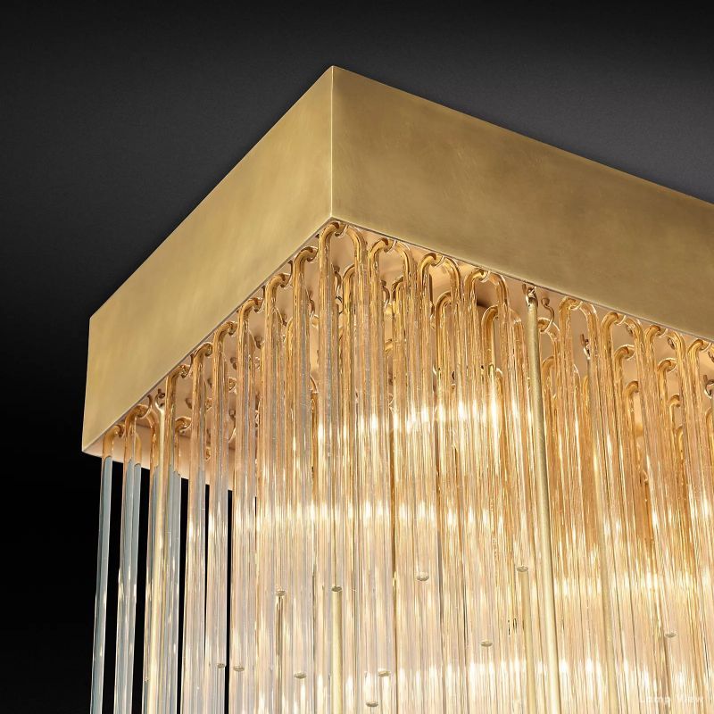 Cascada Tube Crystal Rectangular Chandelier 54"
