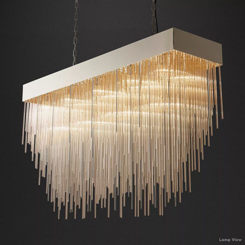 Cascada Tube Crystal Rectangular Chandelier 54"