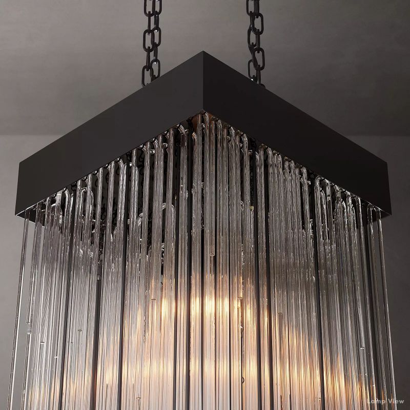 Cascada Tube Crystal Square Chandelier 21"