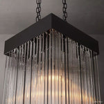 Cascada Tube Crystal Square Chandelier 21"