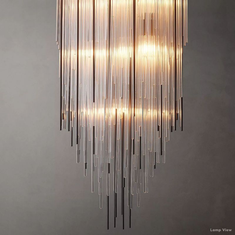 Cascada Tube Crystal Square Chandelier 21"