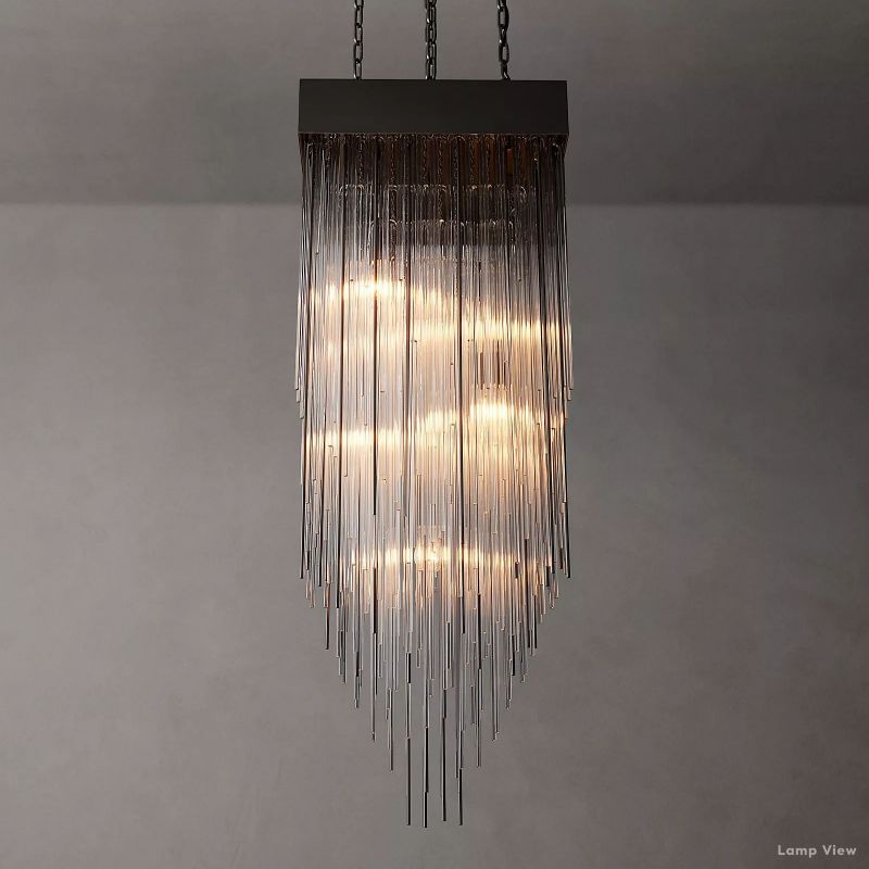 Cascada Tube Crystal Square Chandelier 21"