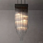 Cascada Tube Crystal Square Chandelier 30"