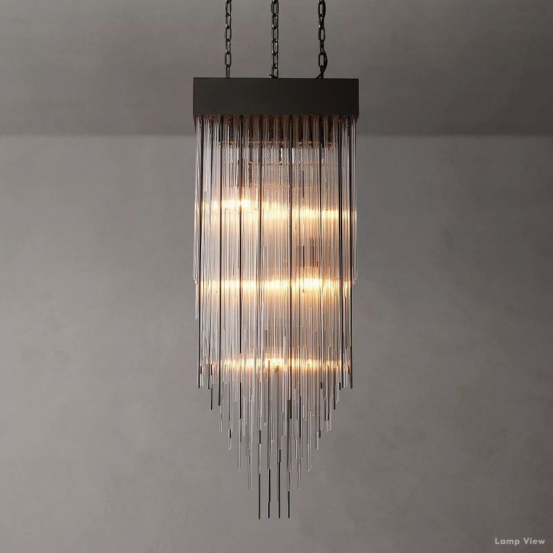 Cascada Tube Crystal Square Chandelier 21"