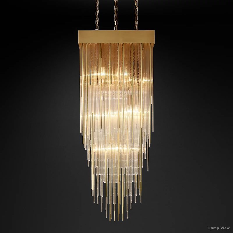 Cascada Tube Crystal Square Chandelier 21"