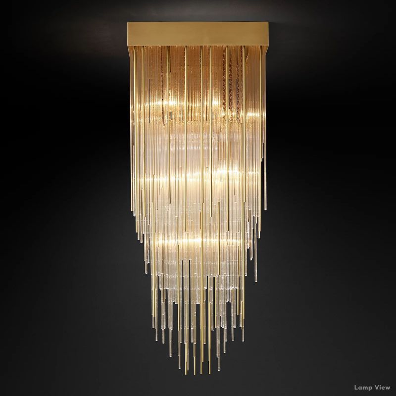 Cascada Tube Crystal Square Chandelier 21"
