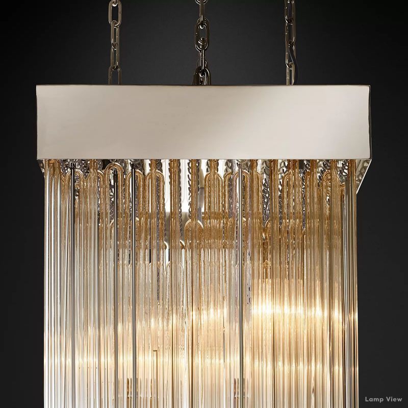 Cascada Tube Crystal Square Chandelier 21"