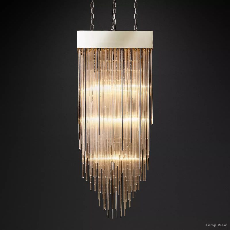 Cascada Tube Crystal Square Chandelier 21"