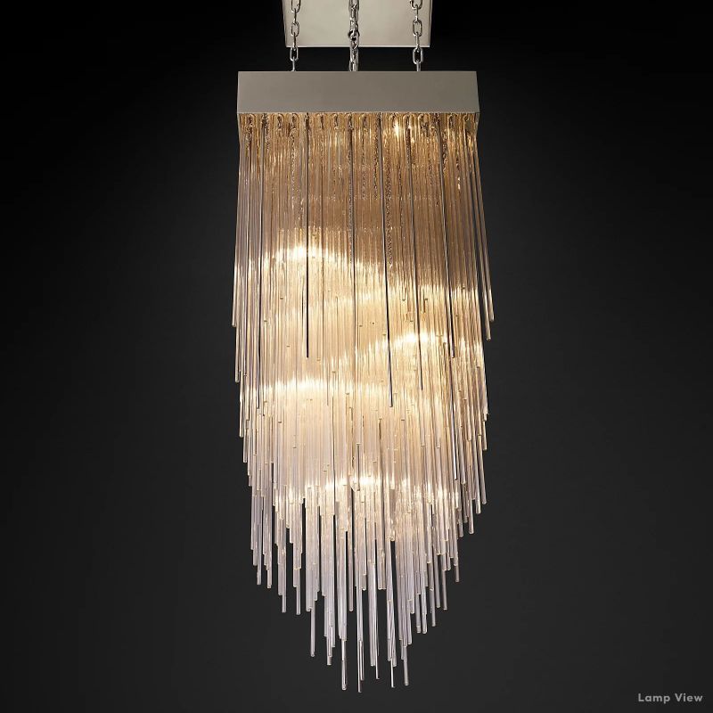 Cascada Tube Crystal Square Chandelier 21"