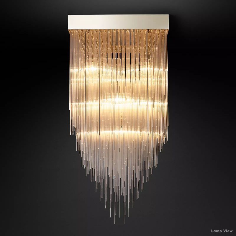 Cascada Tube Crystal Square Chandelier 30"