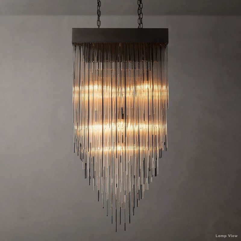 Cascada Tube Crystal Square Chandelier 30"