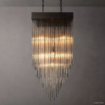 Cascada Tube Crystal Square Chandelier 30"