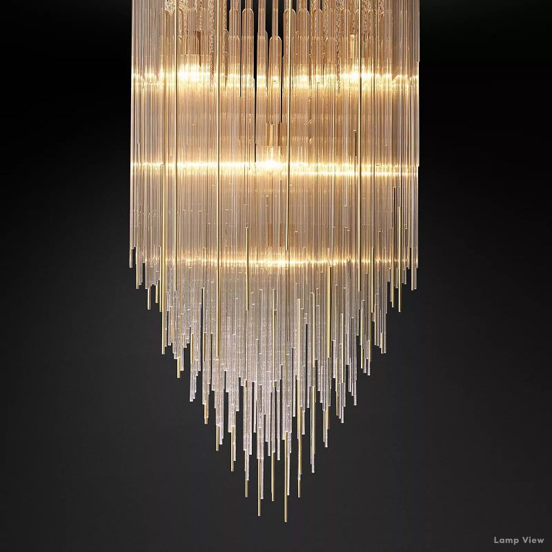 Cascada Tube Crystal Square Chandelier 30"