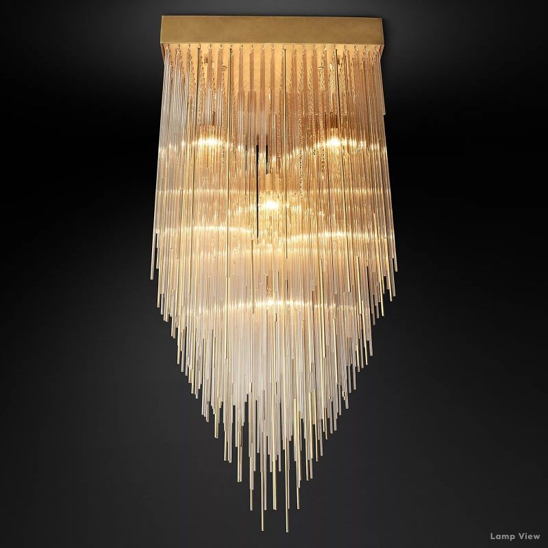 Cascada Tube Crystal Square Chandelier 30"