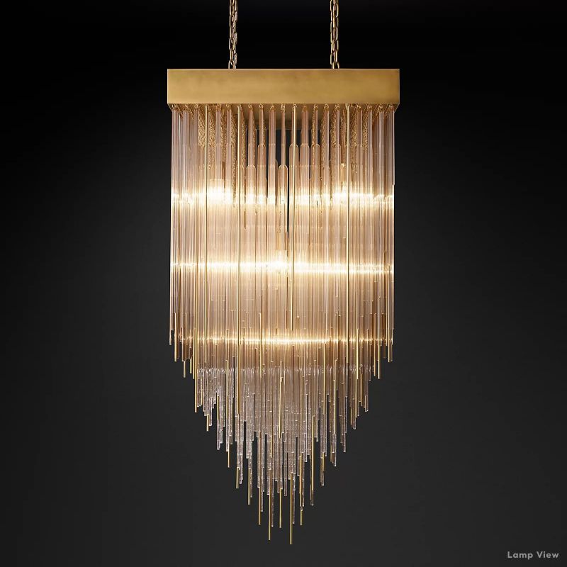 Cascada Tube Crystal Square Chandelier 30"