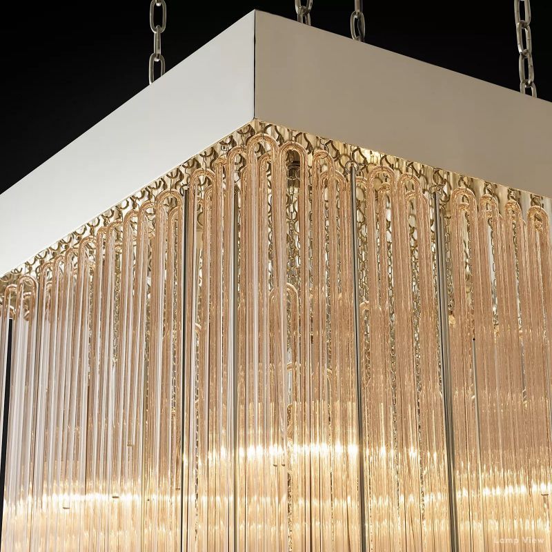 Cascada Tube Crystal Square Chandelier 30"
