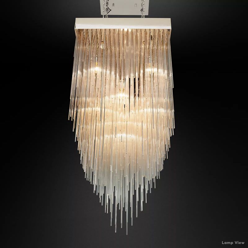 Cascada Tube Crystal Square Chandelier 30"