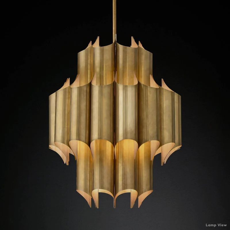 Cathedral Undulating Brass Round Chandelier 24"