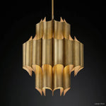 Cathedral Undulating Brass Round Chandelier 24"