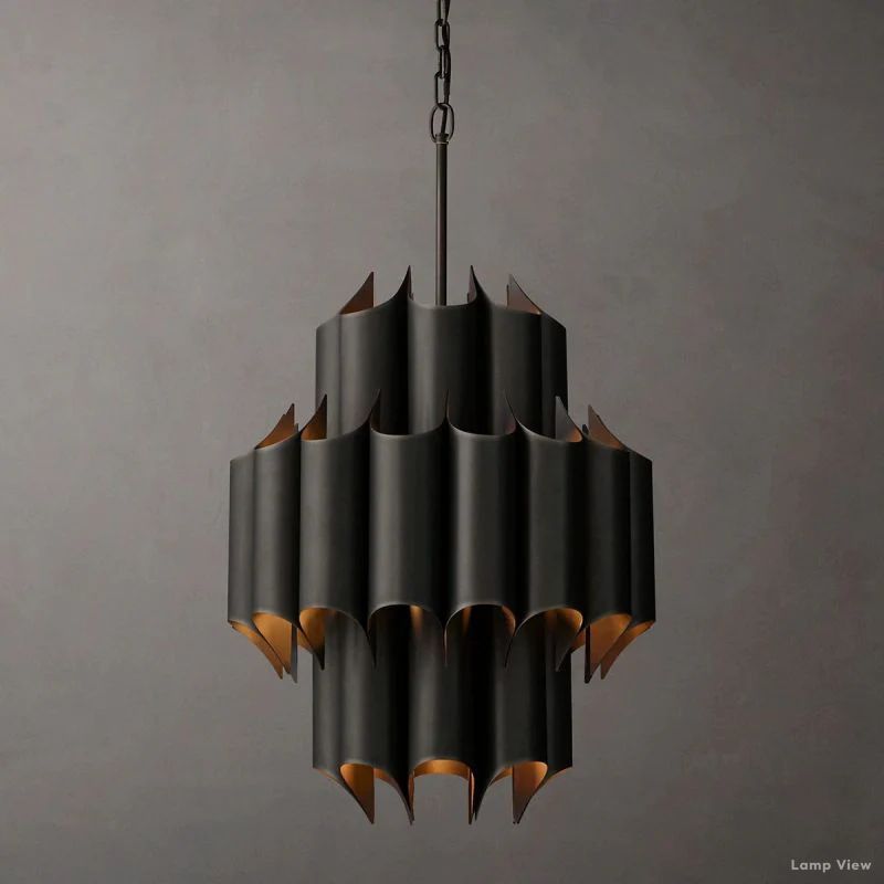 Cathedral Undulating Brass Round Chandelier 24"