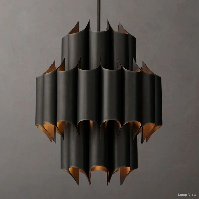 Cathedral Undulating Brass Round Chandelier 24"