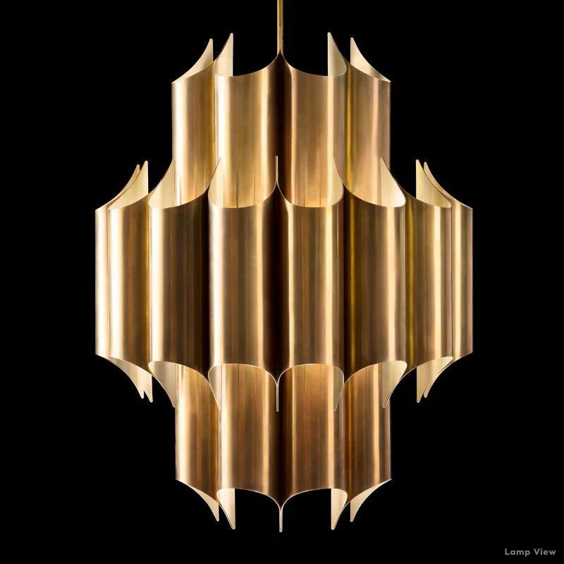 Cathedral Undulating Brass Round Chandelier 24"