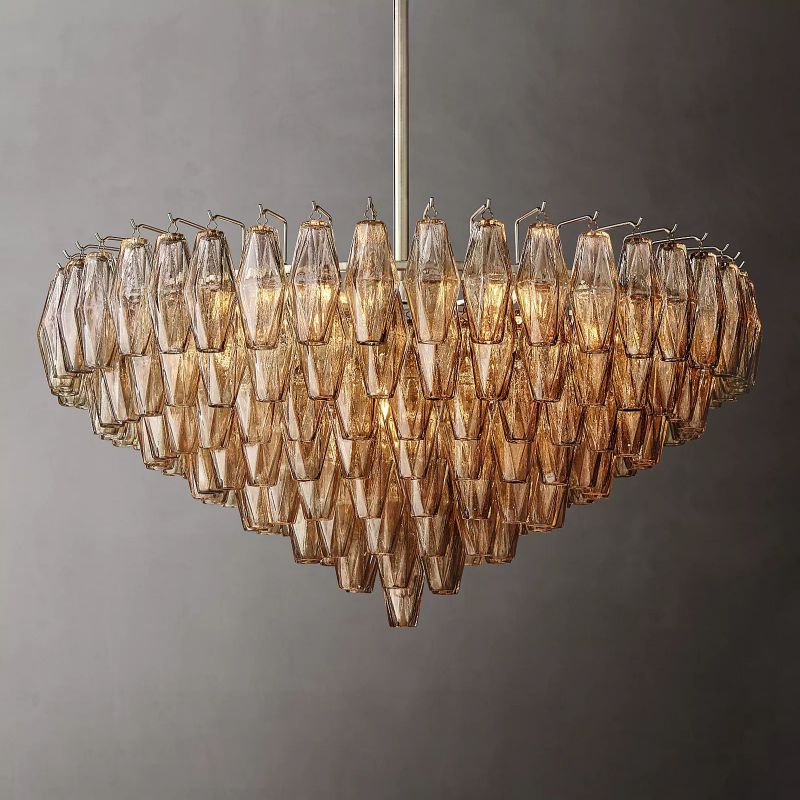 Chiara Lustrous Glass Tiered Round Chandelier 37"