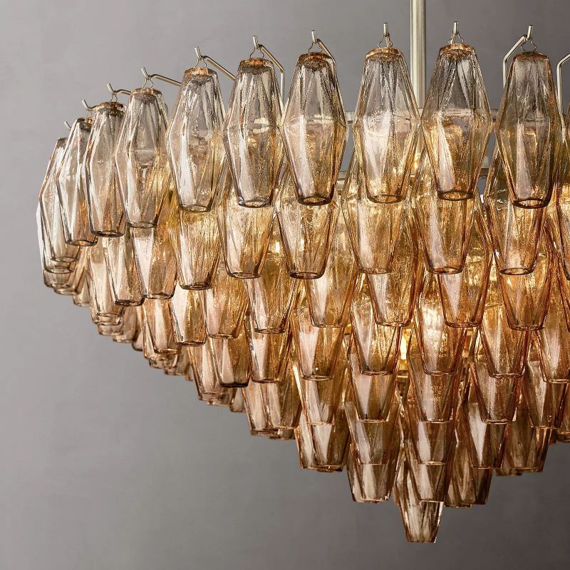 Chiara Lustrous Glass Tiered Round Chandelier 37"