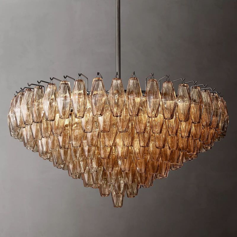 Chiara Lustrous Glass Tiered Round Chandelier 37"
