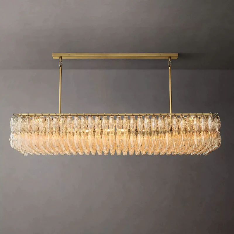 Chiara Lustrous Glass Rectangular Chandelier 74"