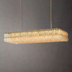 Chiara Lustrous Glass Rectangular Chandelier 74"