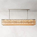 Chiara Lustrous Glass Rectangular Chandelier 74"