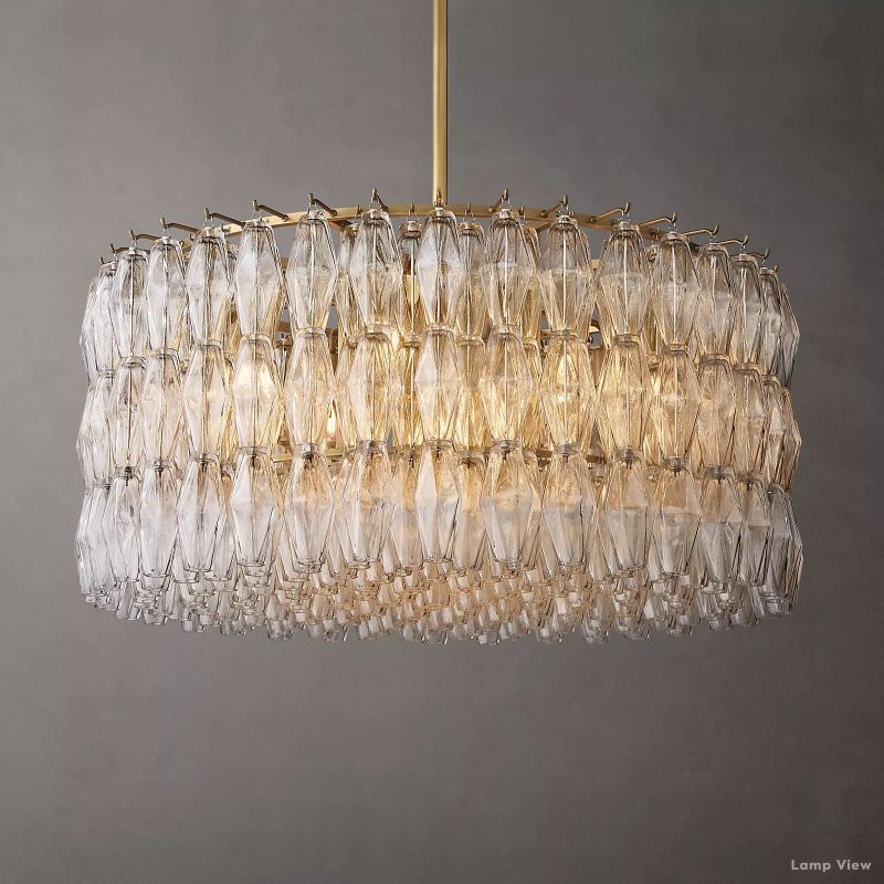 Chiara Lustrous Glass Round Chandelier 37"