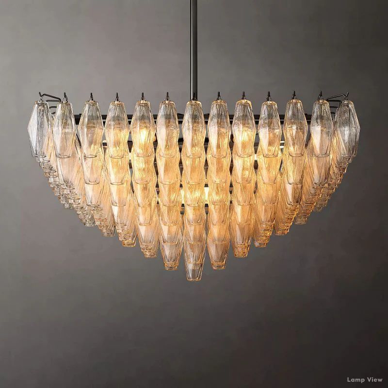 Chiara Lustrous Glass Square Chandelier 32"