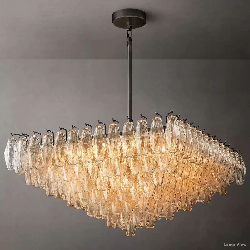 Chiara Lustrous Glass Square Chandelier 32"