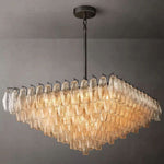 Chiara Lustrous Glass Square Chandelier 32"