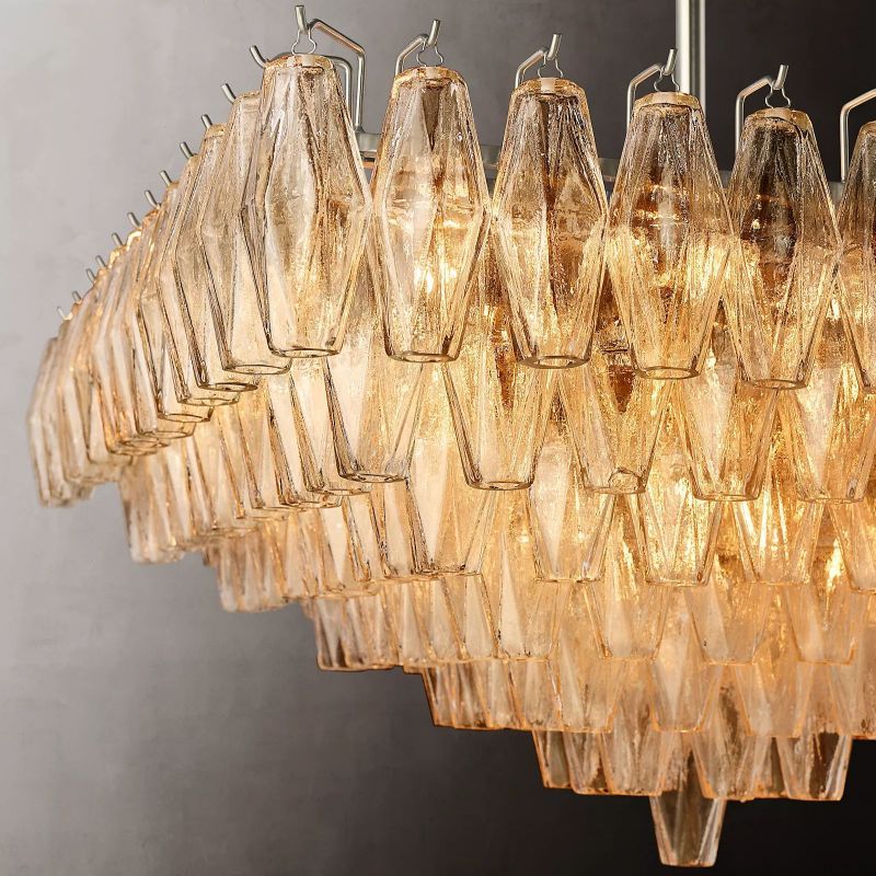 Chiara Lustrous Glass Square Chandelier 32"