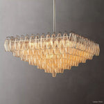 Chiara Lustrous Glass Square Chandelier 32"