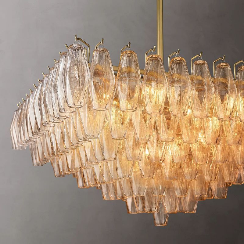 Chiara Lustrous Glass Square Chandelier 32"