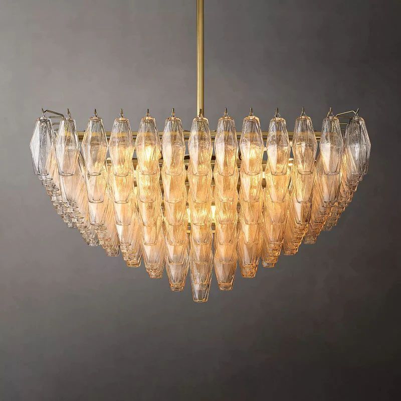 Chiara Lustrous Glass Square Chandelier 32"