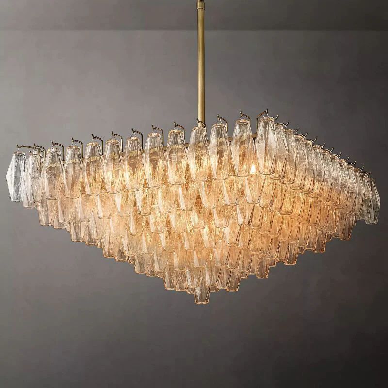 Chiara Lustrous Glass Square Chandelier 32"