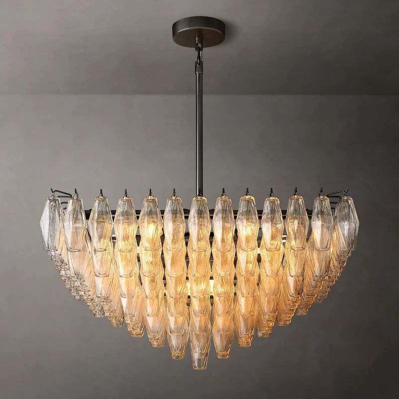 Chiara Lustrous Glass Square Chandelier 32"