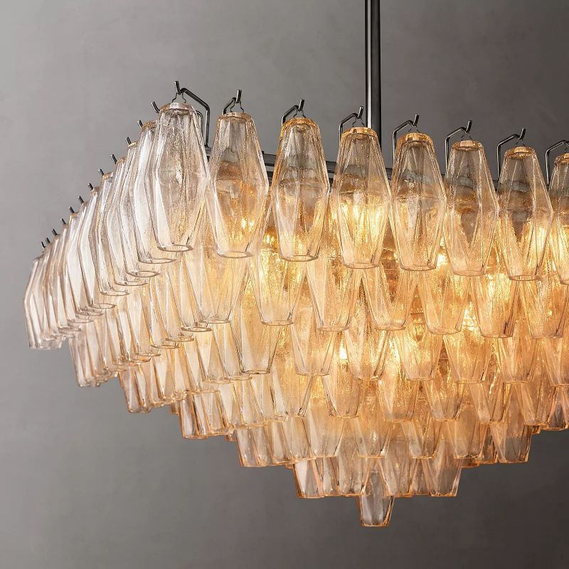 Chiara Lustrous Glass Square Chandelier 32"