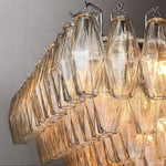 Chiara Lustrous Glass Tiered Rectangular Chandelier 74"