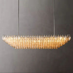 Chiara Lustrous Glass Tiered Rectangular Chandelier 74"