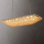 Chiara Lustrous Glass Tiered Rectangular Chandelier 74"