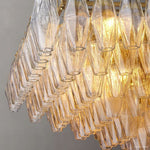 Chiara Lustrous Glass Tiered Rectangular Chandelier 74"